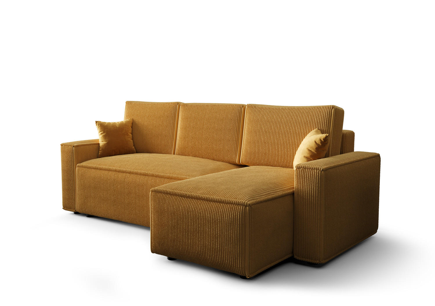 ECKSOFA AMRO CORD Gelb mit Schlaffunktion - Gelb/Schwarz, Kunststoff/Textil (237/140cm) - Luxkor24