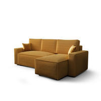 ECKSOFA AMRO CORD Gelb mit Schlaffunktion - Gelb/Schwarz, Kunststoff/Textil (237/140cm) - Luxkor24