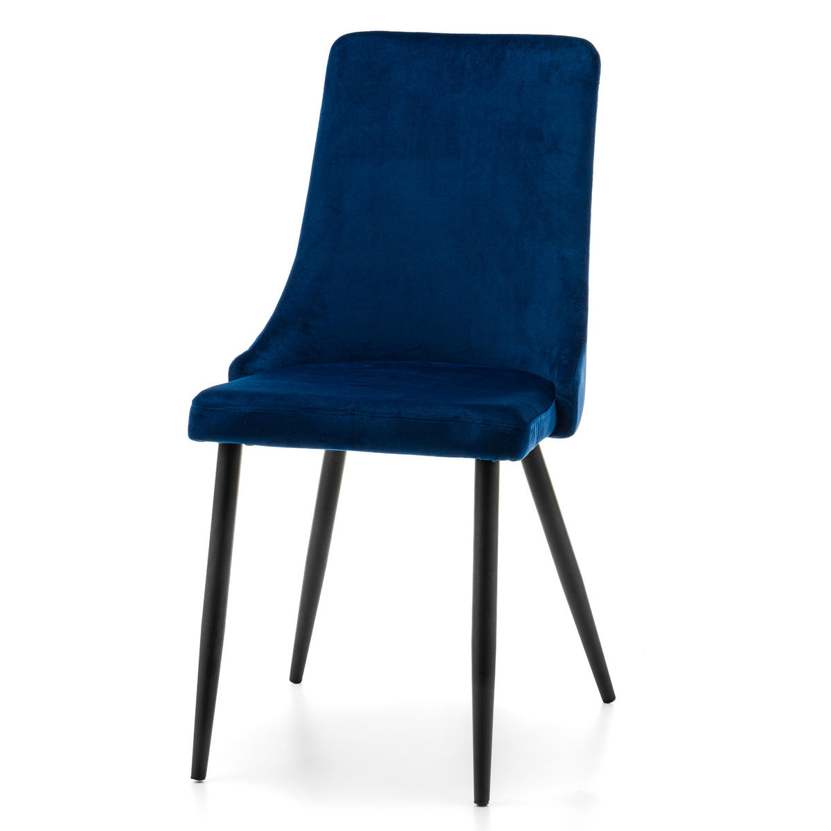 STUHL UNO gepolstert - dunkelblau - Samt Velours - Schwarz/Dunkelblau, Textil/Metall (48/95/57cm) - NEW HOME