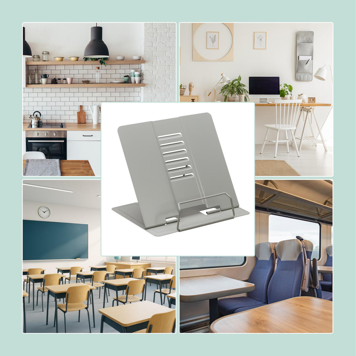 2xBUCHSTÄNDER - Grau, Metall (21/18/16.5cm) - Relaxdays