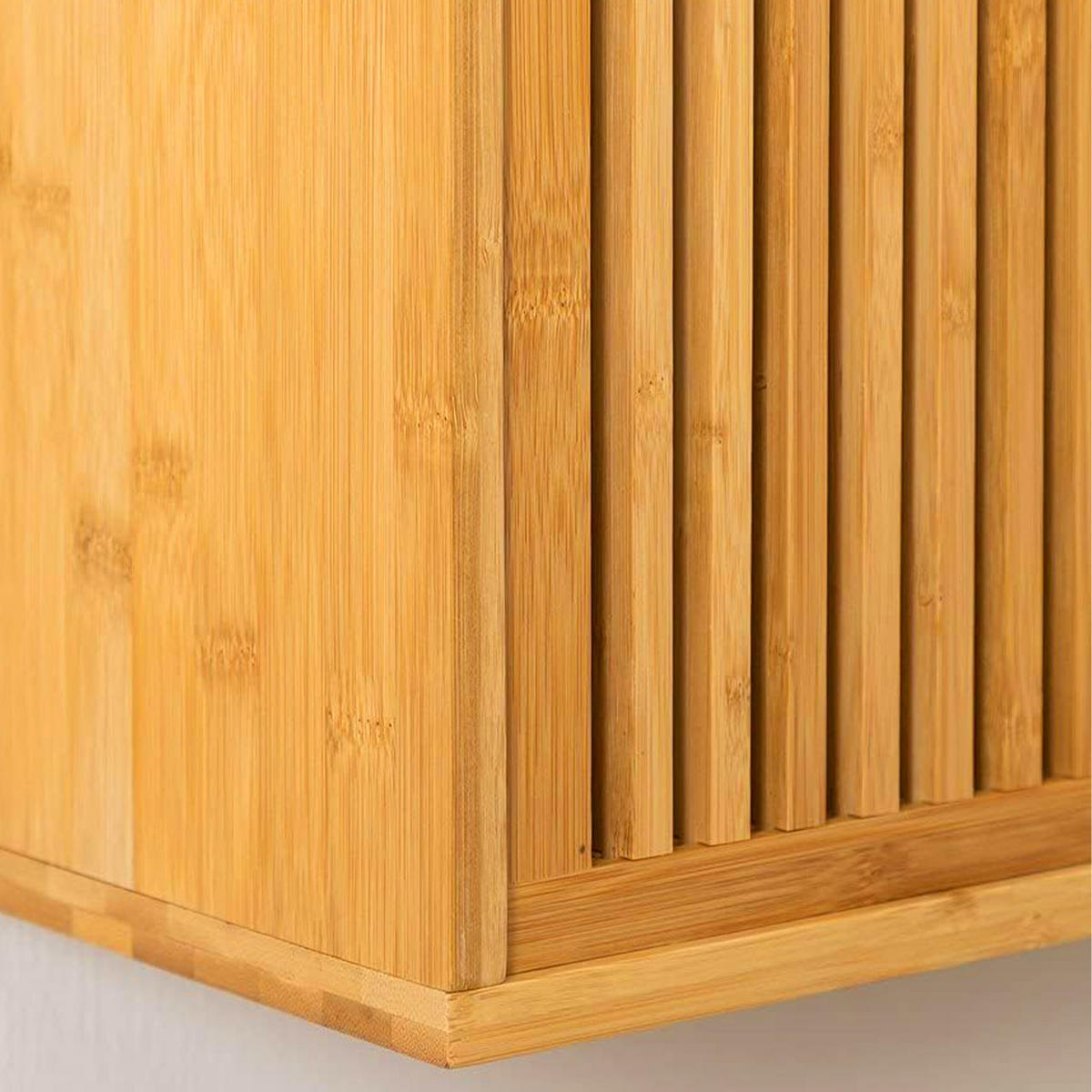 WANDREGAL Natur Bambus 2-Schiebetüren 92,5 cm - Hellbraun, Holz (92.5/33/20cm) - Relaxdays