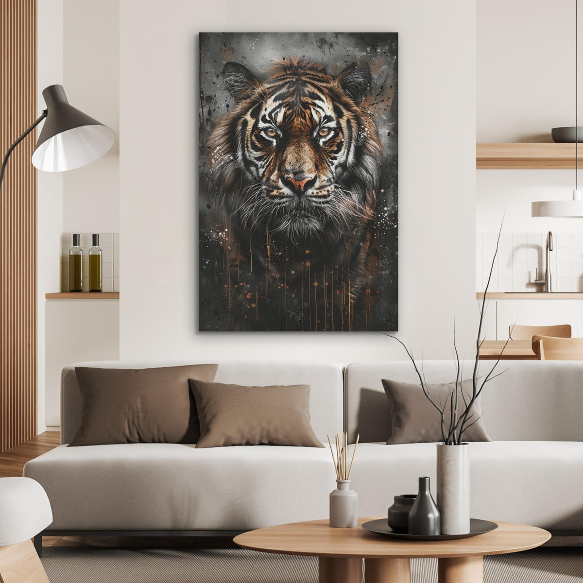 AKUSTIKBILD Tiger - Tiere - Porträt - Luxus - Schwarz Wanddeko 60x90 cm - Braun, Kunststoff (60/90/0.9cm) - MuchoWow