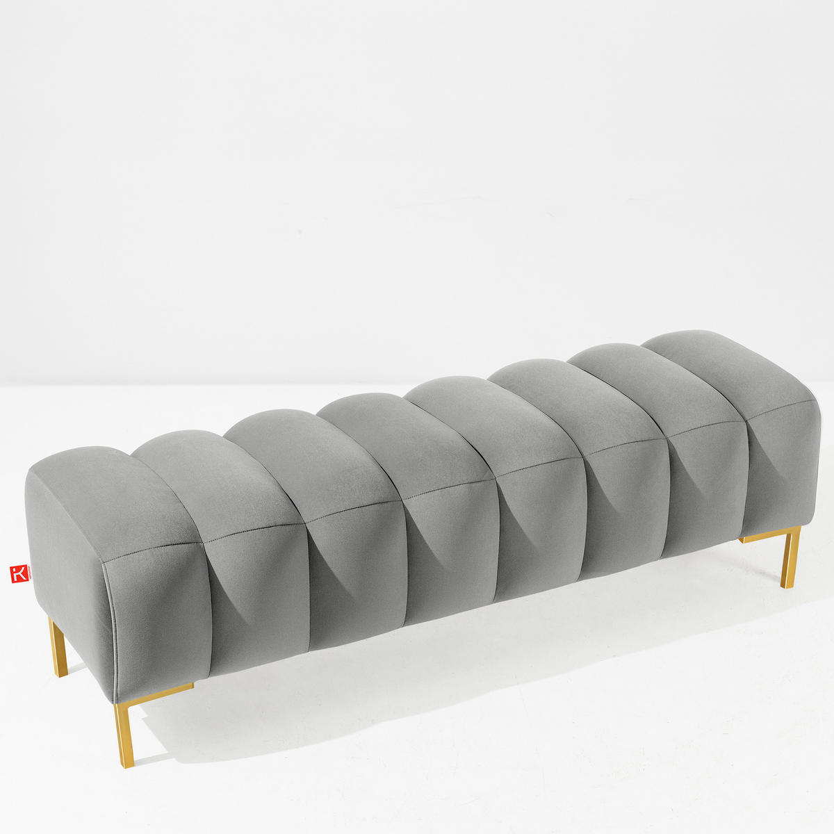POLSTERBANK PECCO, Metallbeinen - Goldfarben/Grau, Holz/Textil (160/50/50cm) - KONSIMO®