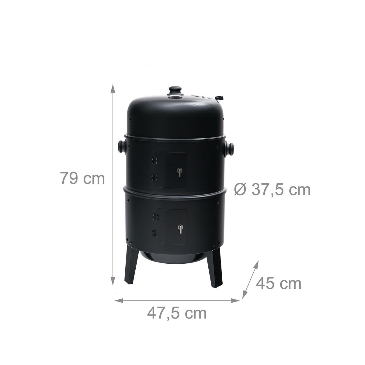 SMOKER - Schwarz, Metall (47.5/79/42cm) - Relaxdays