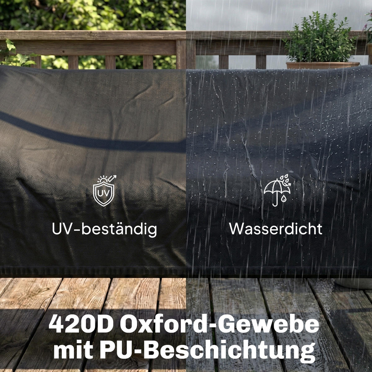 GARTENSCHAUKEL-ABDECKUNG Oxford-Stoff Schwarz - Schwarz, Textil (76/81/185cm) - Outsunny