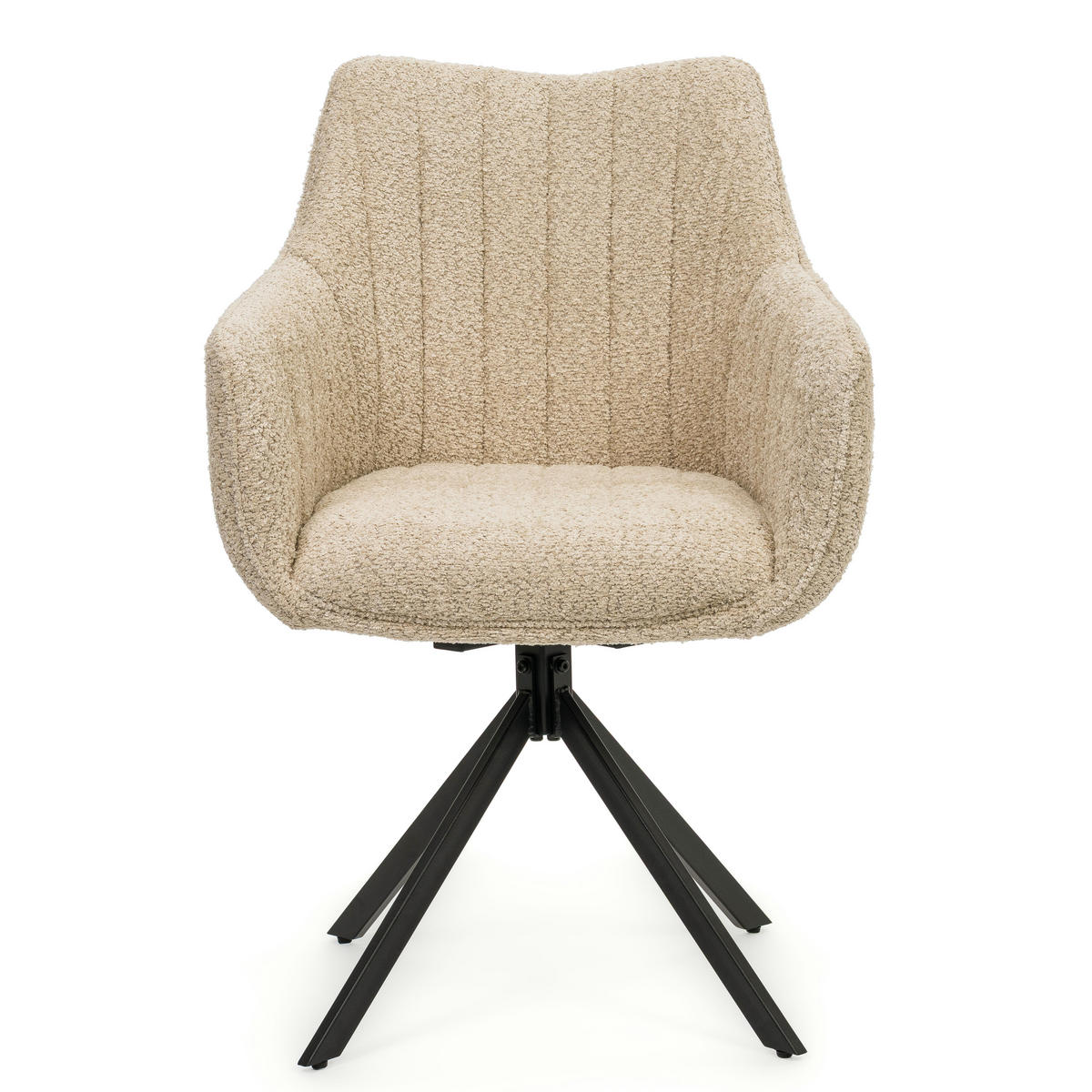 STUHL PIANO drehbar gepolsterter mit Steppung - hellbeige - Boucle - Beige/Schwarz, Textil/Metall (59/88/61cm) - NEW HOME