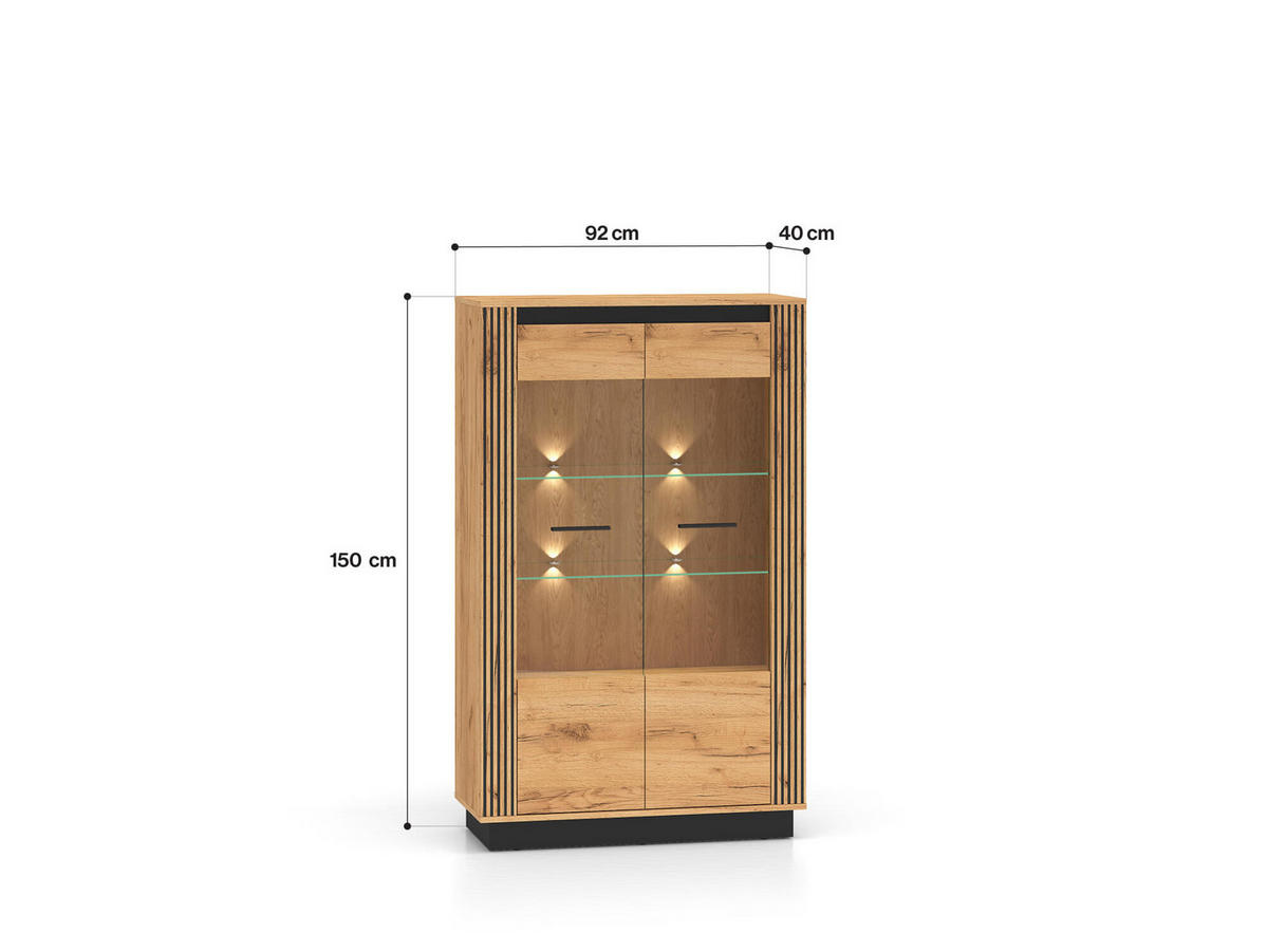 VITRINE URSO Beige 92x40x141 cm - Beige, Holzwerkstoff (92/141/40cm) - FURNLUX