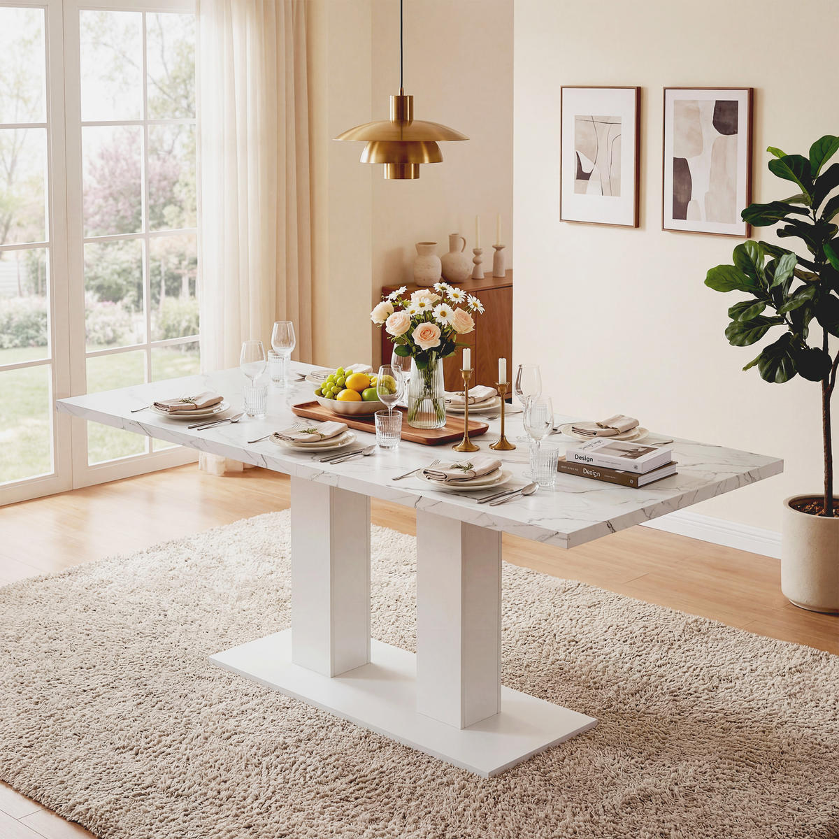 ESSTISCH, 6-8 Personen, Ausziehbar, 140/180x70cm, Weiß - Weiß, Holzwerkstoff (180/70/75cm) - FLIEKS