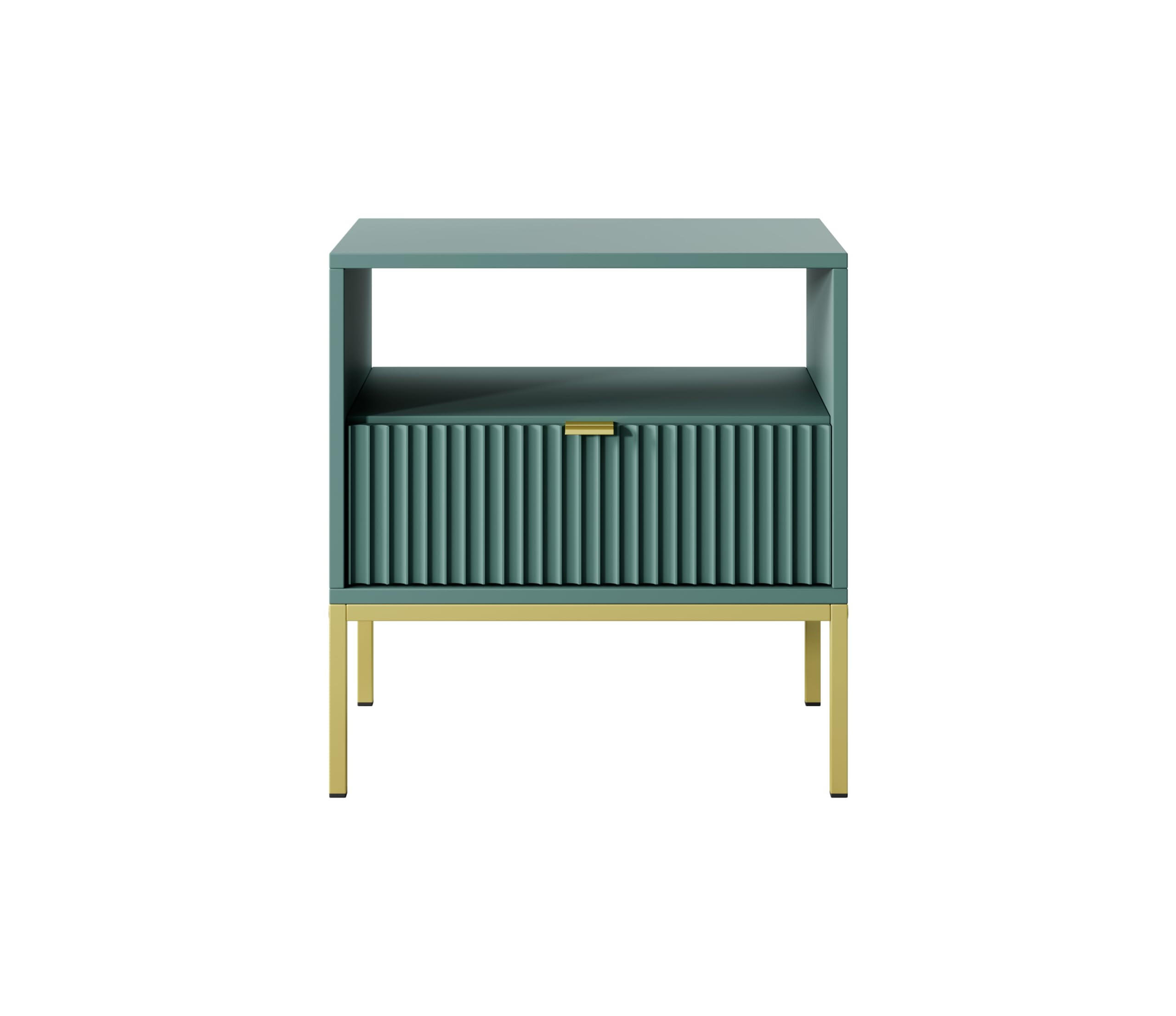 NACHTTISCH Font 54x56x39 cm - Modern Nachtschrank zum Schlafzimmer - EIN praktischer Commode aus Spanplatten - Grün - Grün, Holzwerkstoff (54/56/39cm) - Chilly