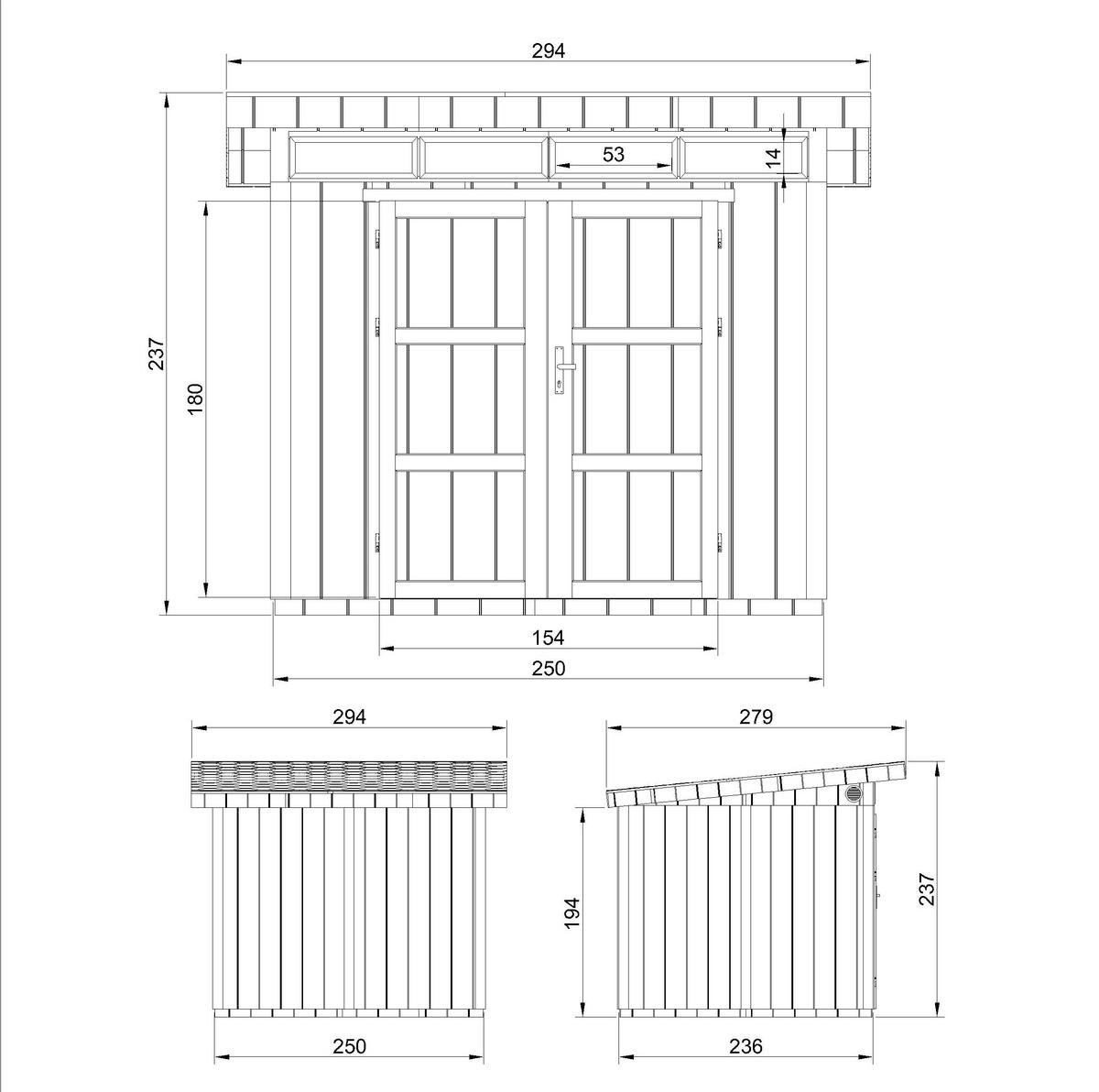 HOLZ-GARTHENHAUS basis LP SmartSide 5,9m² mit B279xL293xH239 cm - M903A - REDWOOD RED - Dunkelrot, Holz (294/237/279cm) - Timbela