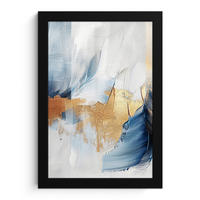GERAHMTES BILD Gold - Blau - Aquarell - Kunst - Modern 20x30 cm - Hellblau, Papier (20/30cm) - MuchoWow