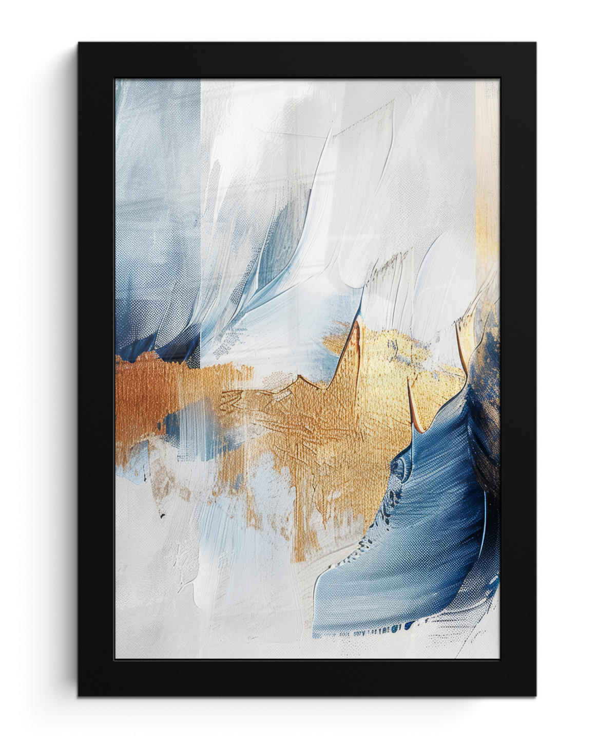 GERAHMTES BILD Gold - Blau - Aquarell - Kunst - Modern 20x30 cm - Hellblau, Papier (20/30cm) - MuchoWow
