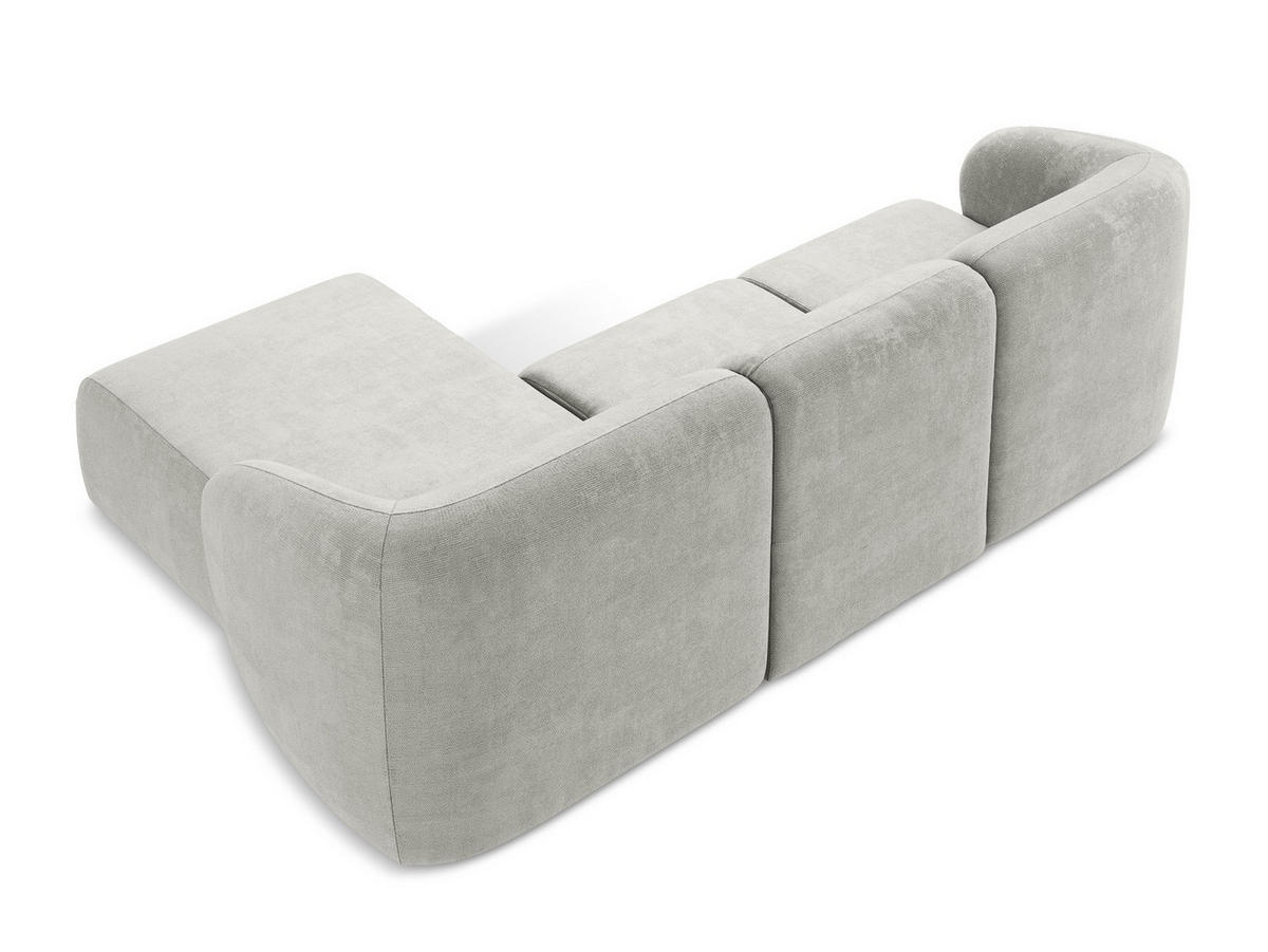 ECKSOFA Rechts Chenille Stoff Grau - Hellgrau/Schwarz, Holzwerkstoff/Kunststoff (248/166cm) - Makamii