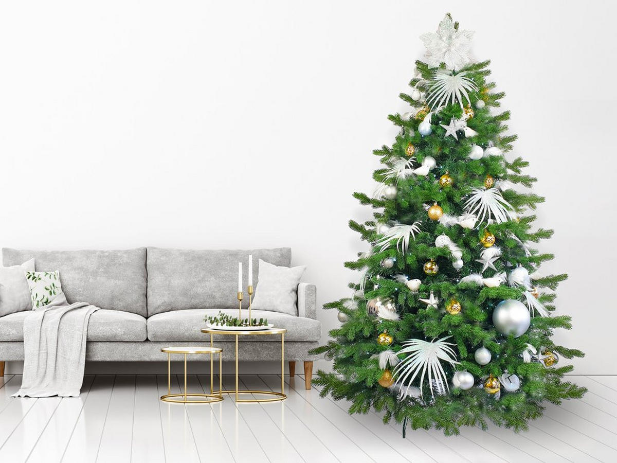 WEIHNACHTSBAUMSCHMUCK-SET POLAR GOLD II, 133-teilig, für Weihnachtsbäume 120–210 cm, inkl. Aufbewahrungsbox - Silberfarben/Goldfarben, Glas/Kunststoff (55/50/75cm) - LAALU