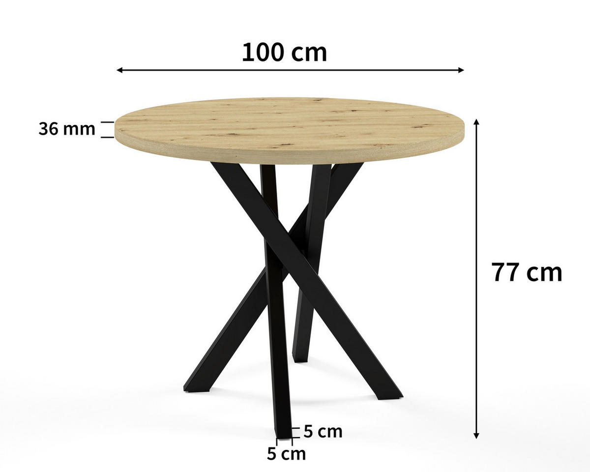 ESSTISCH CARLO 100 x 100 x 77 cm - Goldfarben/Schwarz, Holz (100/100/77cm) - MASSENO