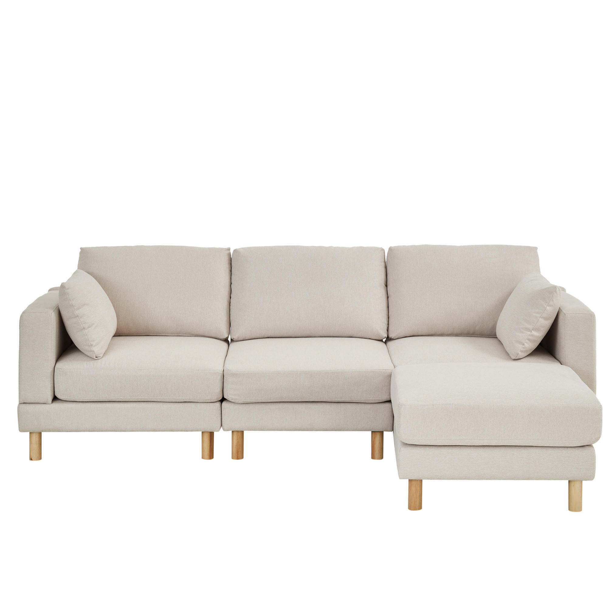 OKWISH ROHOVÁ pohovka 235/152/78 cm béžová z polyesteru s taburetem a variabilní lehací částí