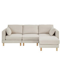ECKSOFA 235/152/78 cm beige aus Polyester mit Hocker - Beige, Kunststoff (152/235cm) - OKWISH