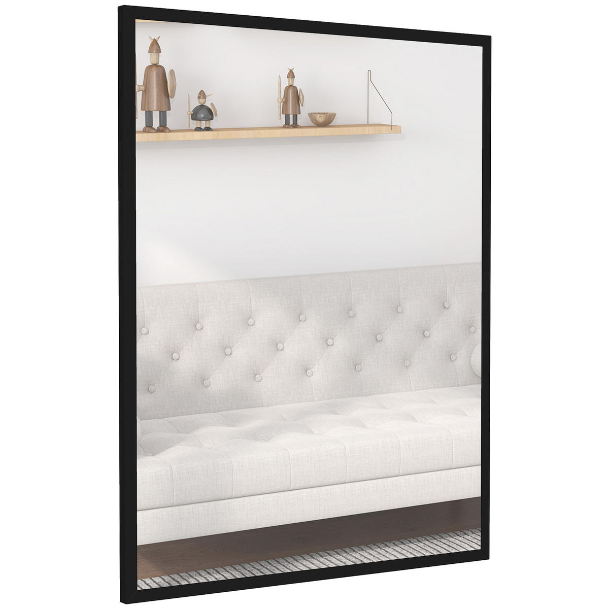 WANDSPIEGEL DE-14331 rechteckig 90x70 cm Schwarz - Schwarz, Glas (70/90/2cm) - ComfortXL