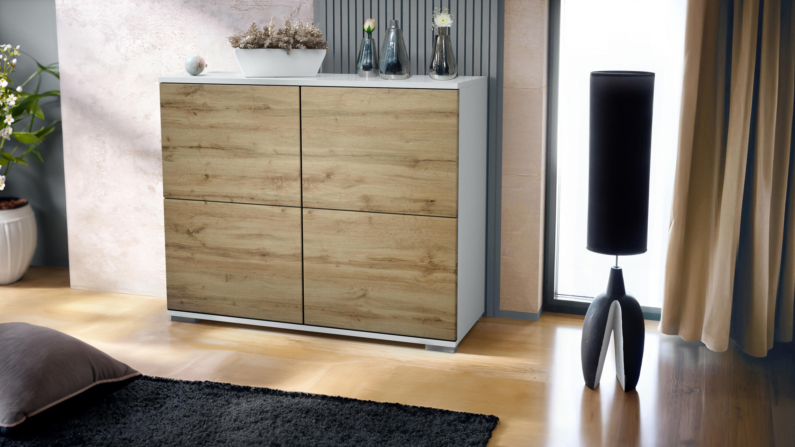 KOMMODE Rova Eiche Wotan - Eiche Wotan, Holzwerkstoff (92.5/75.5/35cm) - Vladon