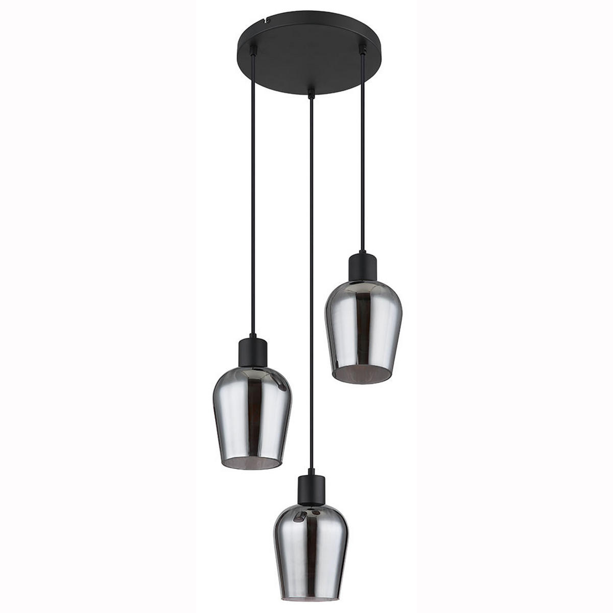 HÄNGELEUCHTE Glas Rauch Schwarz 3-Flammig - Schwarz, Glas (28.5/28.5/150cm) - Globo Lighting