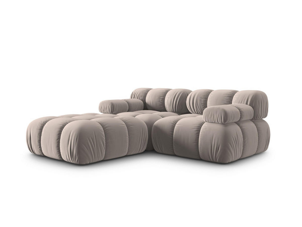 MODULARES-SOFA Bellis aus Samt beige 3 Sitzplätze - Beige, Textil (188/63/188cm) - Micadoni