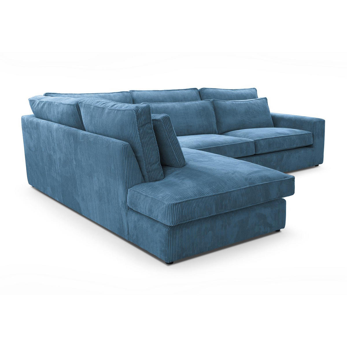 ECKSOFA Parma ohne Schlaffunktion, Cord-Stoff, Blau, Links - Blau/Schwarz, Textil (314/224cm) - Beautysofa
