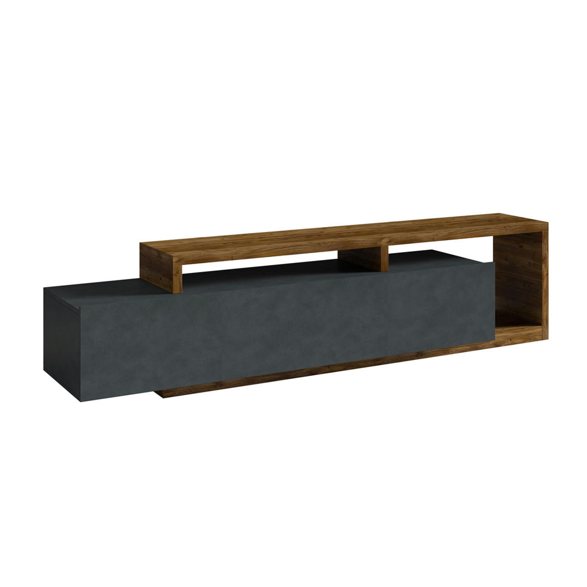 TV-MÖBEL Ilyes Grau und Holz - Grau, Holzwerkstoff (219/25/45cm) - Petits-meubles