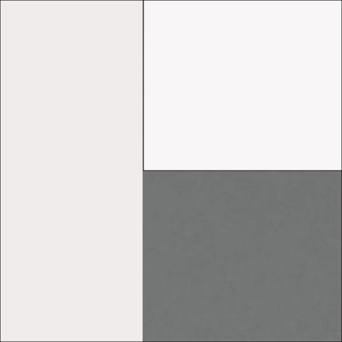 WINKELKÜCHE Bonn weiß matt / dust grey matt & weiß matt 335 / 155 / 243cm 14-teilig - Weiß/Grau, Holzwerkstoff/Metall (335/243/155cm) - Feldmann-Wohnen