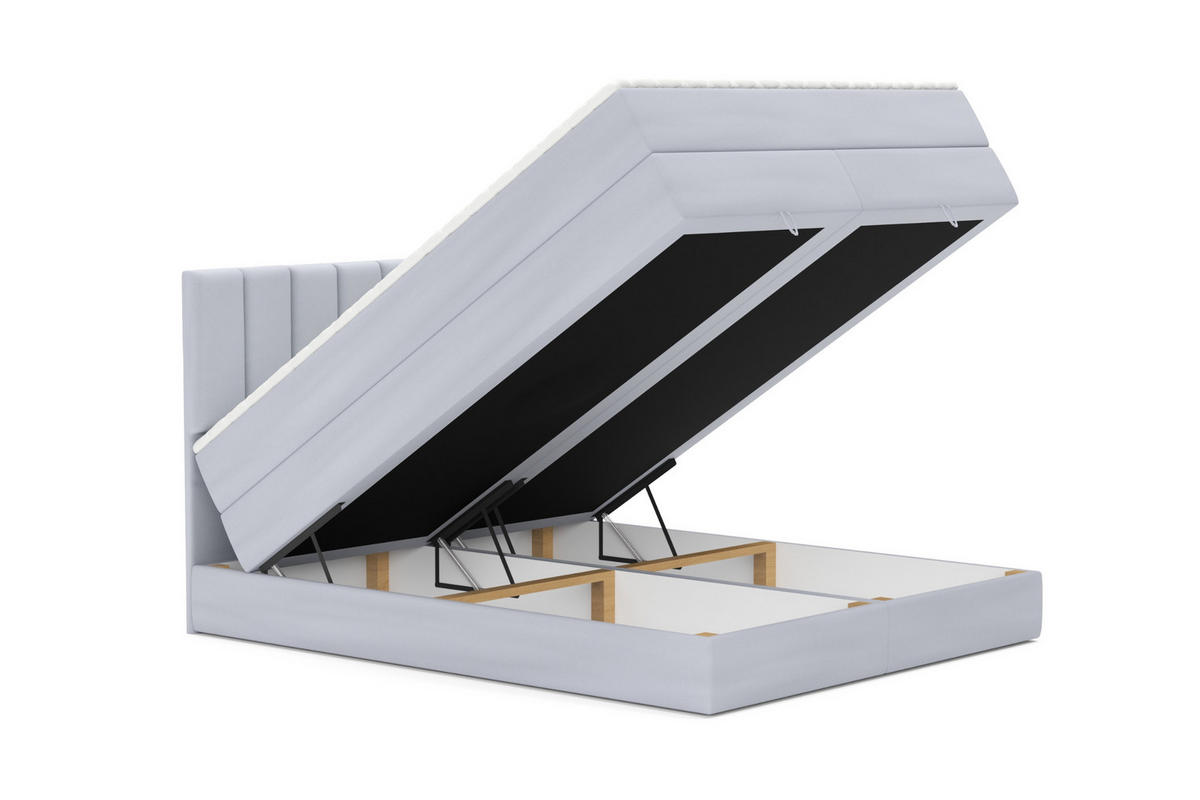 BOXBETT MEXICO 160/200 in Velours Anthrazit mit Doppelmatratze - Anthrazit, Holz/Holzwerkstoff (160/200cm) - Deine Möbel 24