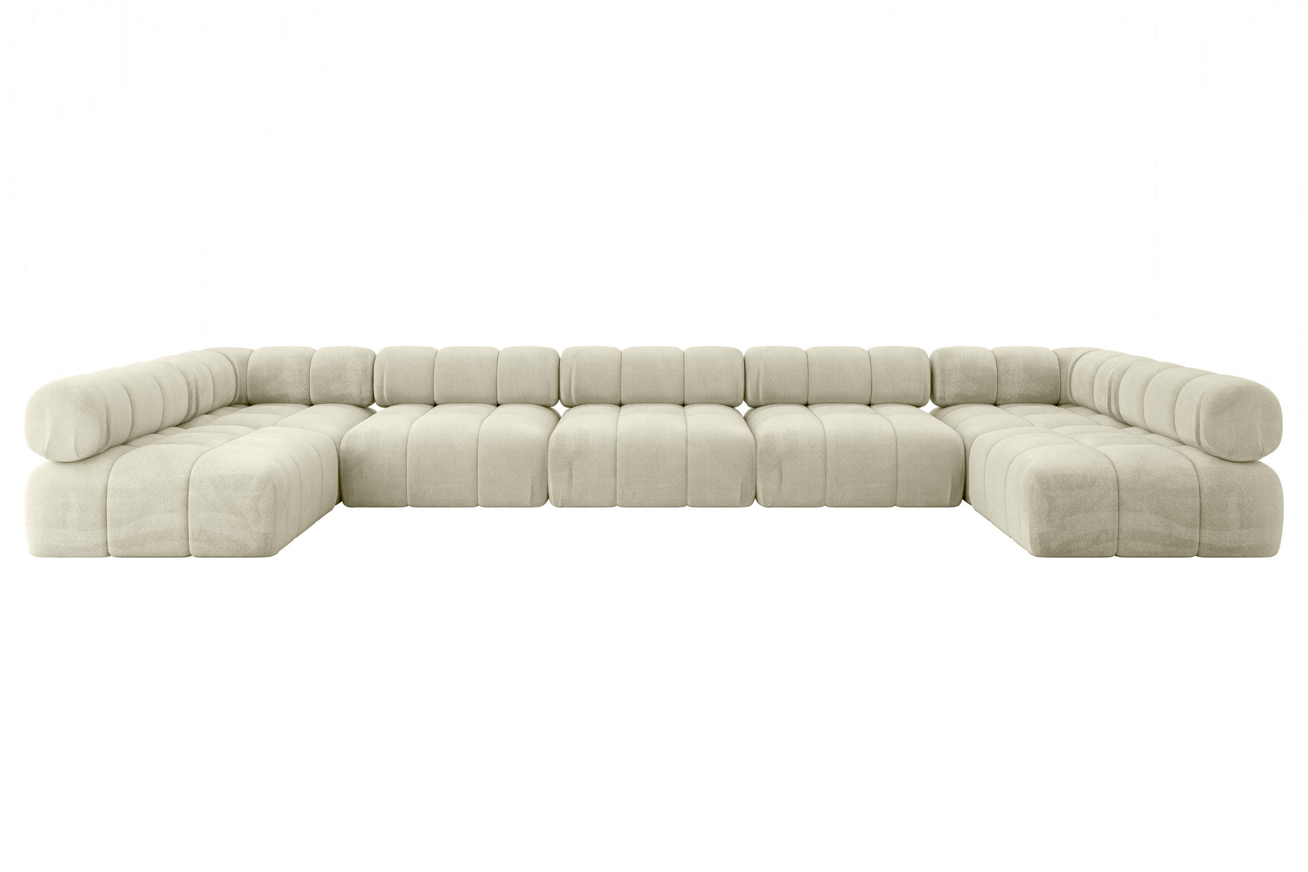 WOHNLANDSCHAFT modulares Sofa Garvo-U3 - 475x190x70 cm Beige Velours - Beige, Holzwerkstoff/Textil (475/70/190cm) - ALTDECOR