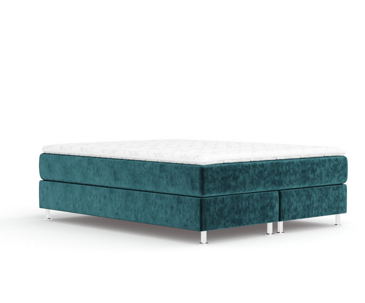 BOXSPRINGBETT Sub Türkisfarben 200/200 cm mit Latex-Topper - Türkis/Silberfarben, Holz/Holzwerkstoff (200/200cm) - Maison de Reve