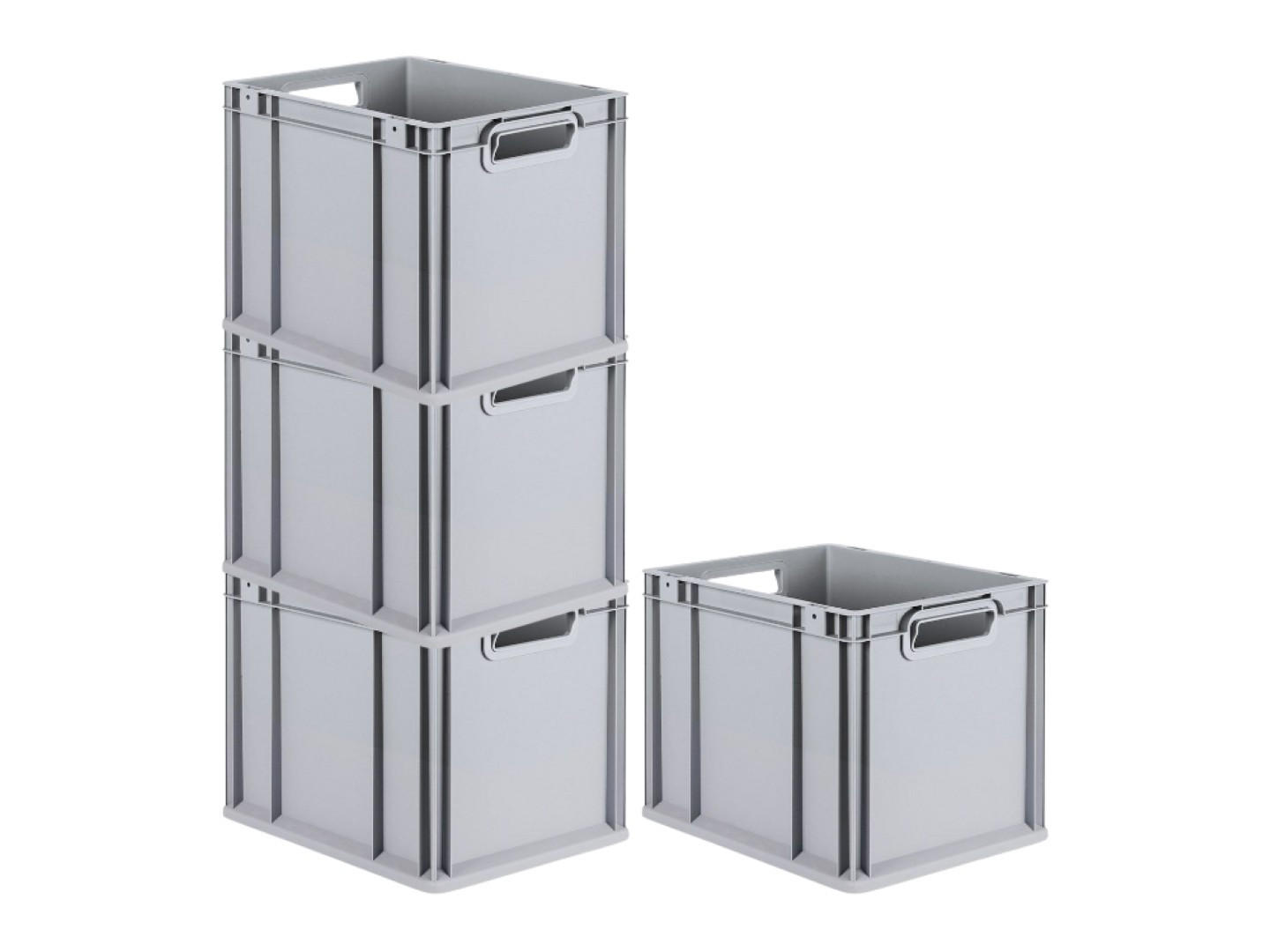 EUROBOX 4x Nextgen Economy Griffe Offen 32x30x40cm 30 Liter - Grau, Kunststoff (30/32/40cm) - PROREGAL