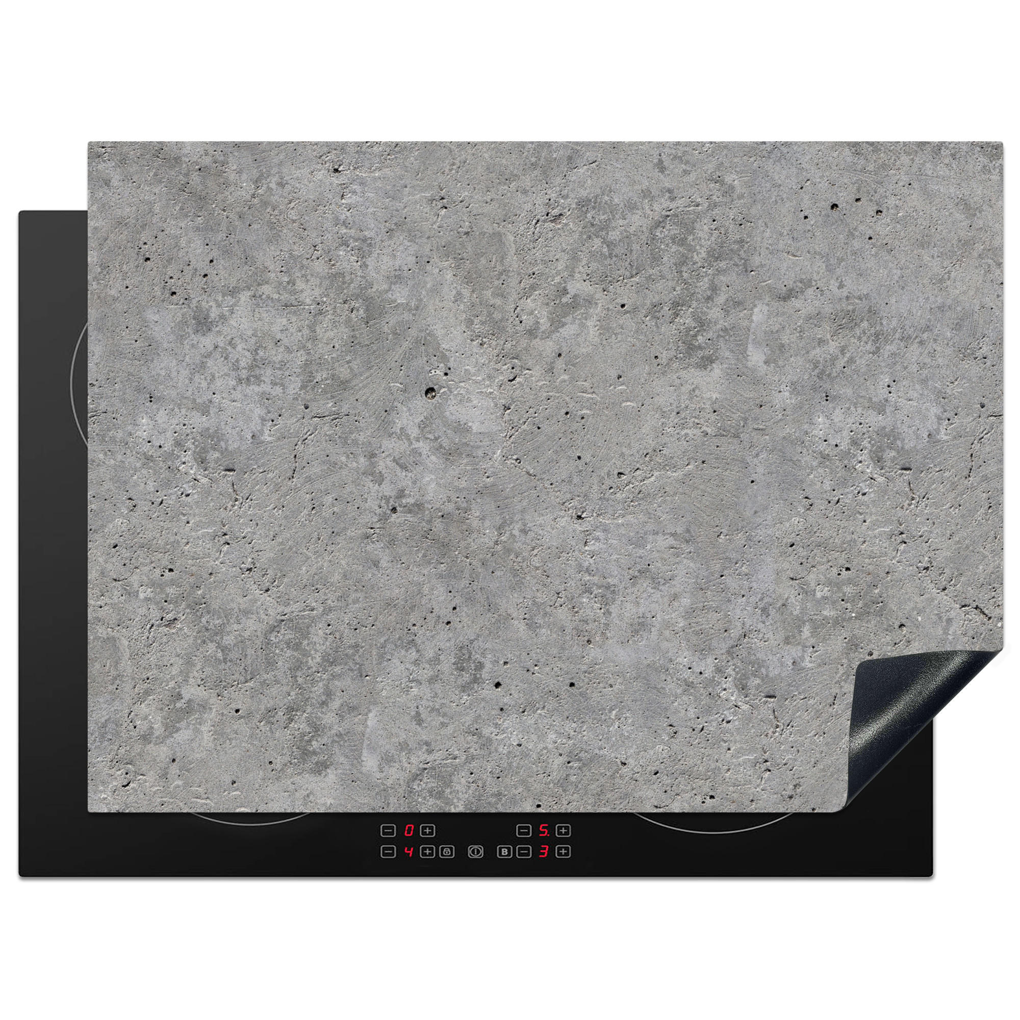 HERDABDECKPLATTE Beton - Schiefer - Grau - Struktur aus Beton Induktionsmatte 71x52 cm - Hellgrau, Kunststoff (71/52/0.2cm) - MuchoWow