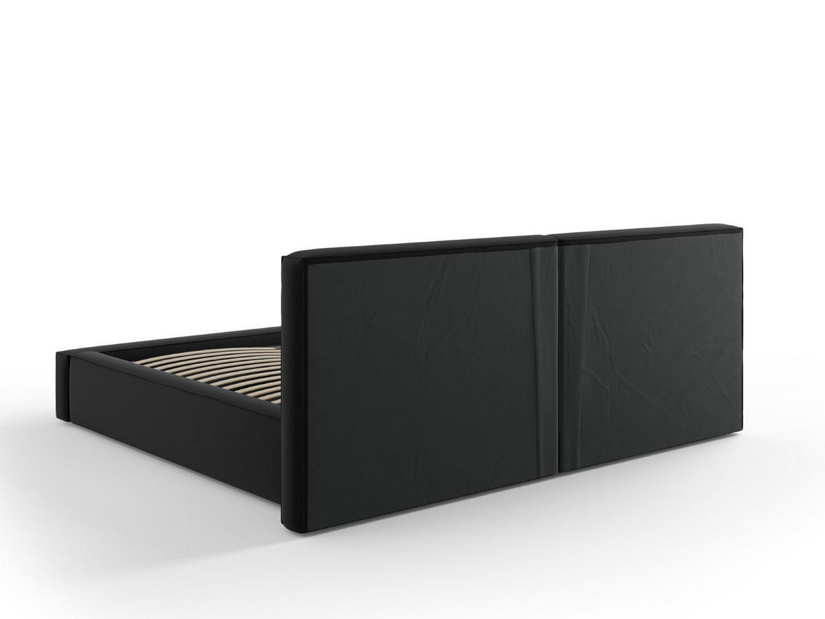 BETT mit Bettkasten und Kopfteil Jodie aus Samt schwarz 200x200cm - Schwarz, Textil (200/200cm) - Micadoni