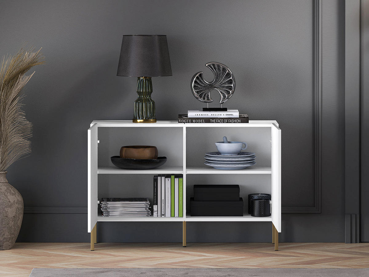 KOMMODE – 114 cm – Clearing – Weiß – KM-0861 - Weiß, Holzwerkstoff (114/77/37cm) - hi-markt