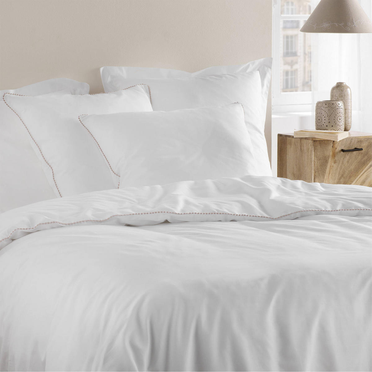 BETTWÄSCHE Noemie 240/220 cm - Weiß, Naturmaterialien (220/240cm) - Douceur d´intérieur