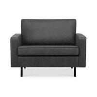 1,5-SITZER-SESSEL INVIA mit Armlehnen vintage, Lederoptik-Stoff, Dunkelgrau - Dunkelgrau/Schwarz, Textil (116/87/98cm) - KONSIMO®