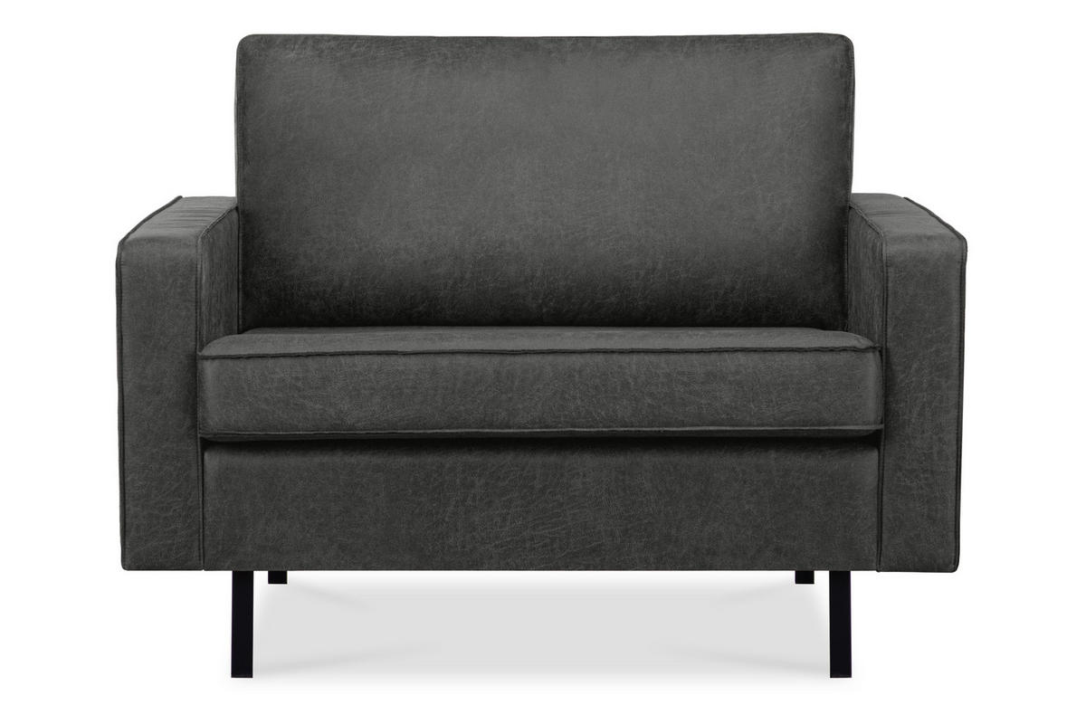 1,5-SITZER-SESSEL INVIA mit Armlehnen vintage, Lederoptik-Stoff, Dunkelgrau - Dunkelgrau/Schwarz, Textil (116/87/98cm) - KONSIMO®