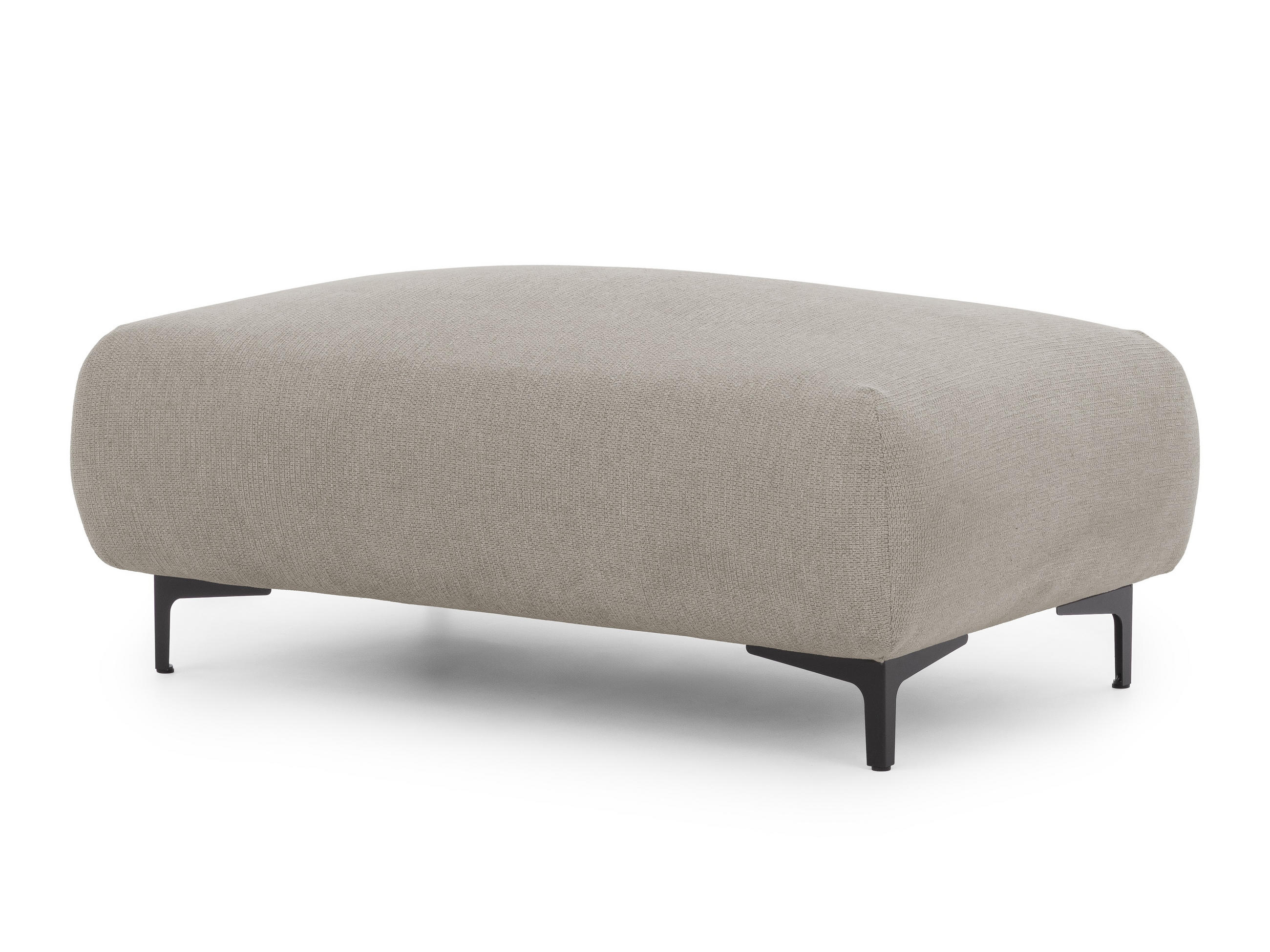 POLSTERHOCKER Cardea in Bubble-Optik aus weichem Taupe Strukturstoff mit hohem Sitzkomfort - Taupe/Schwarz, Holz/Textil (110/46/65cm) - S-Style Möbel