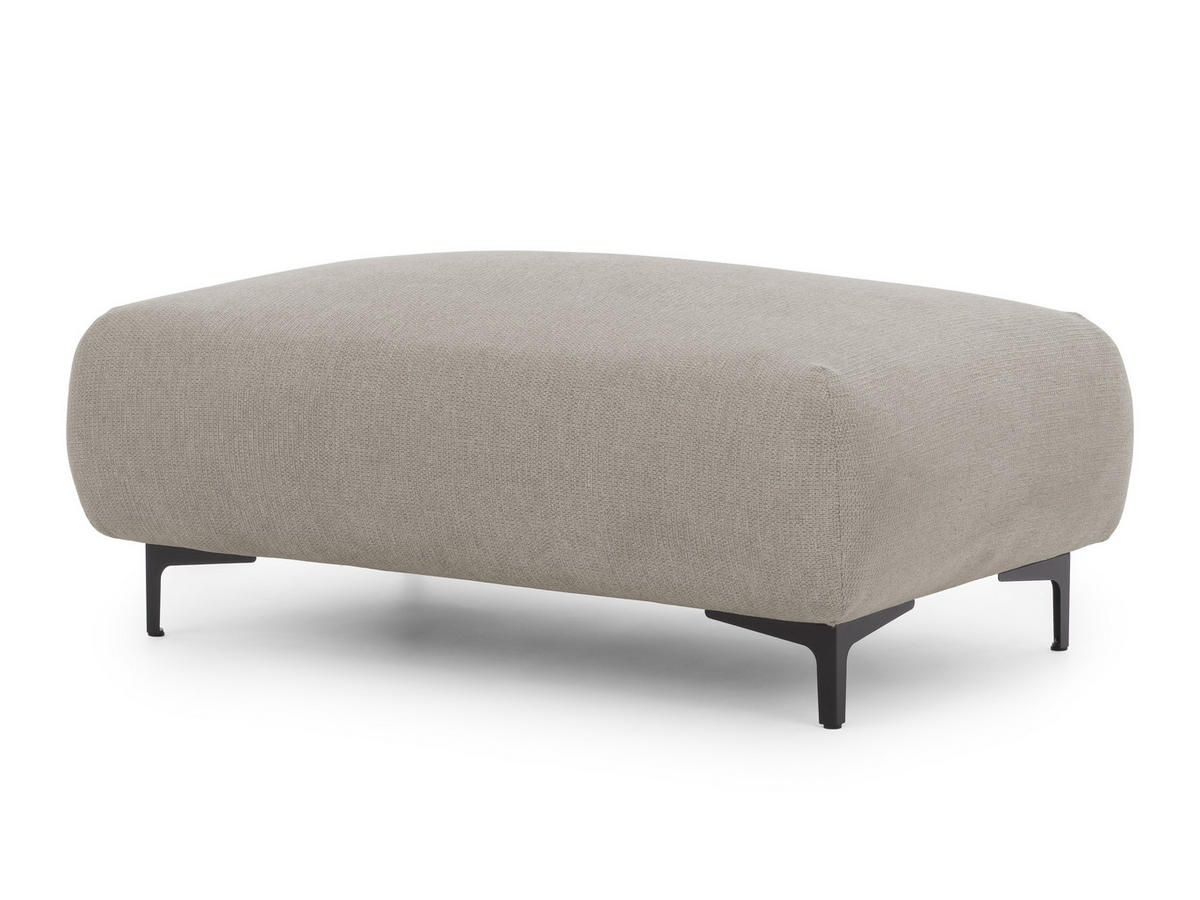 POLSTERHOCKER Cardea in Bubble-Optik aus weichem Taupe Strukturstoff mit hohem Sitzkomfort - Taupe/Schwarz, Holz/Textil (110/46/65cm) - S-Style Möbel