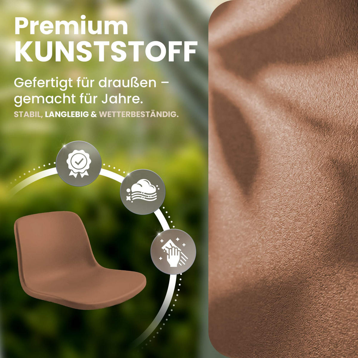 STUHL Kunststoff Terracotta - Dunkelorange, Kunststoff/Metall (58/80/54cm) - CLP