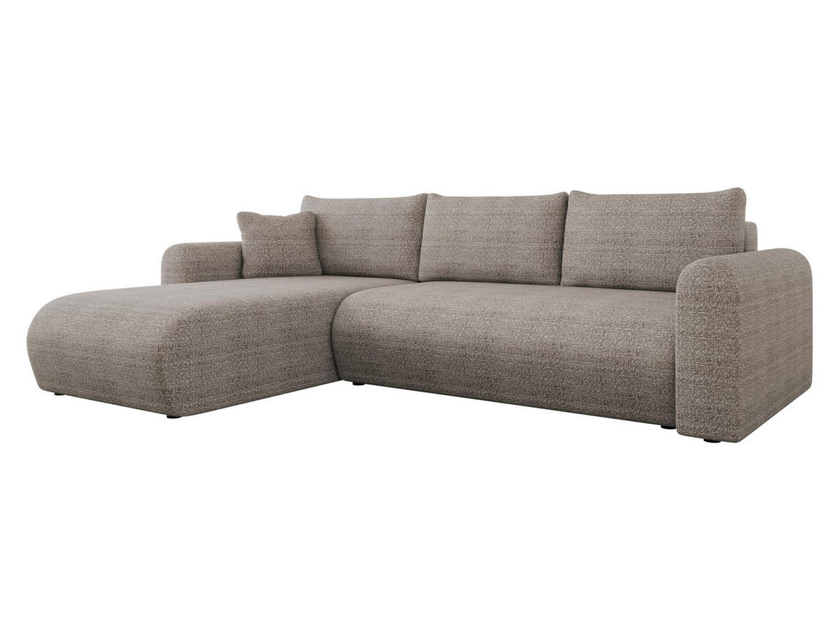 ECKSOFA Eliwo - Hellbraun/Schwarz, Holz/Textil (252/158cm) - MIRJAN24