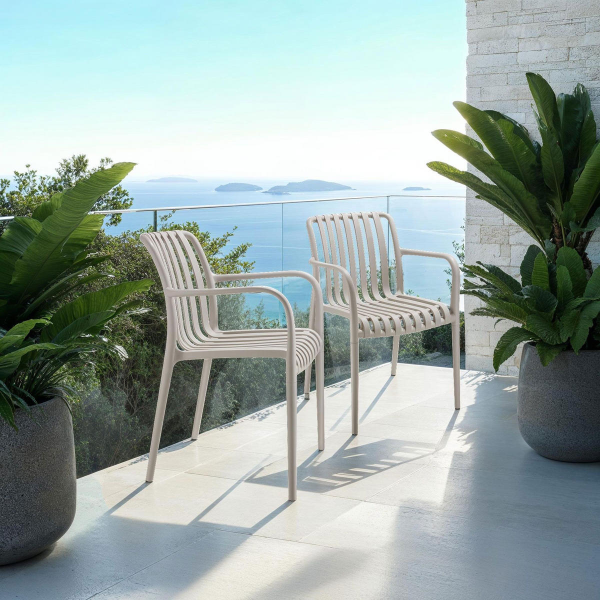 GARTENSTÜHLE Alcudia,54,5 x 58 x 80,5 cm, Belastbarkeit 120 kg,taupe - Taupe, Textil (54.5/80.5/58cm) - tectake