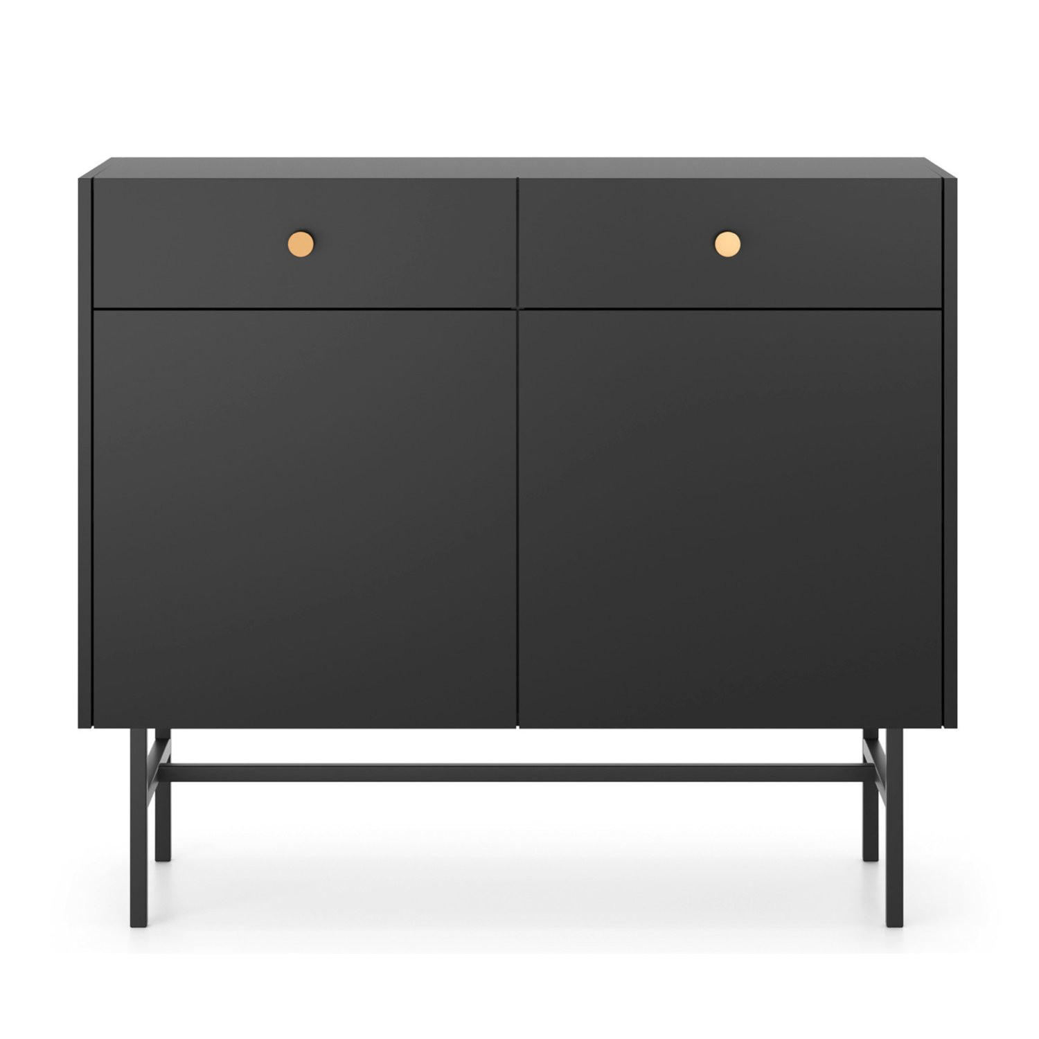 SIDEBOARD Divenos Schwarz 104 cm - Goldfarben/Schwarz, Holzwerkstoff/Metall (104.4/89.4/39cm) - Selsey