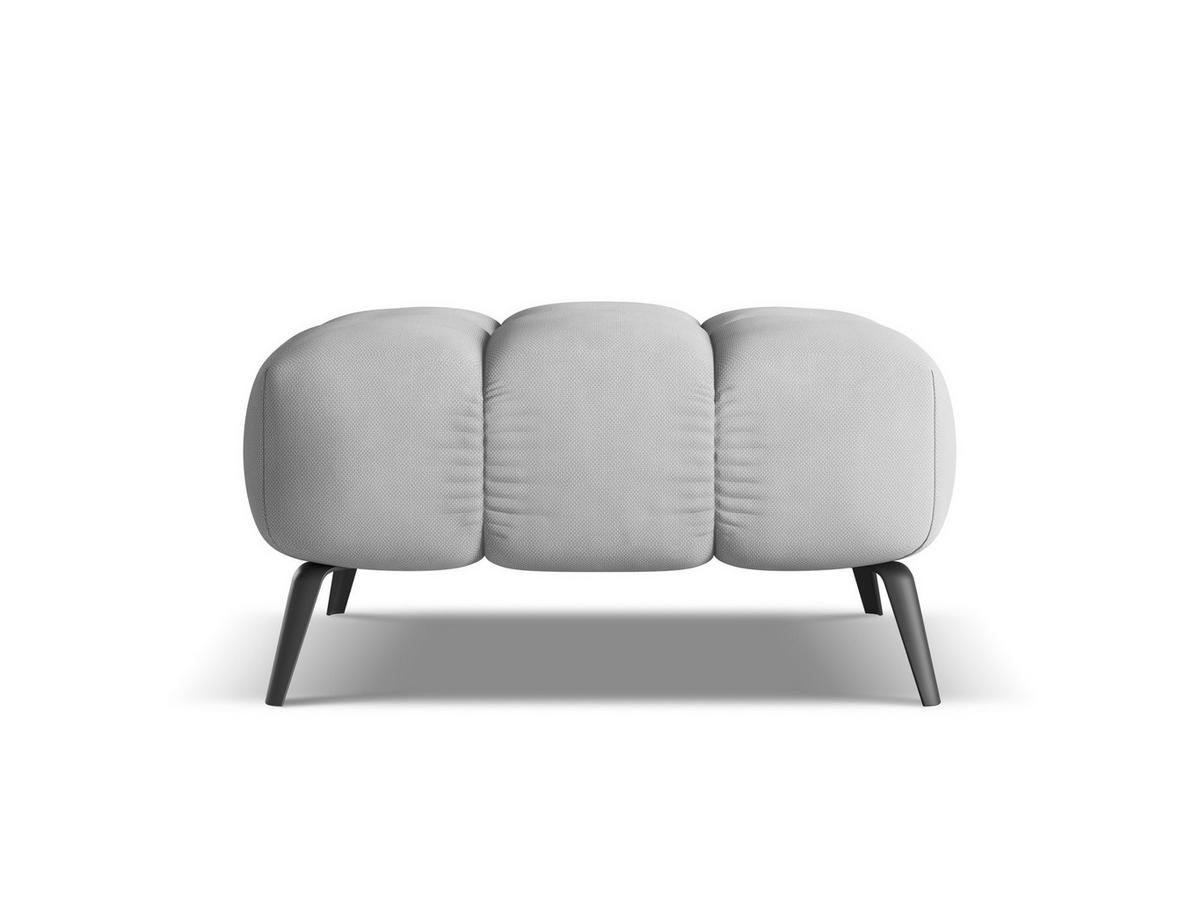 POUF Chenille Stoff Grau - Hellgrau/Schwarz, Textil/Metall (78/41/60cm) - Makamii