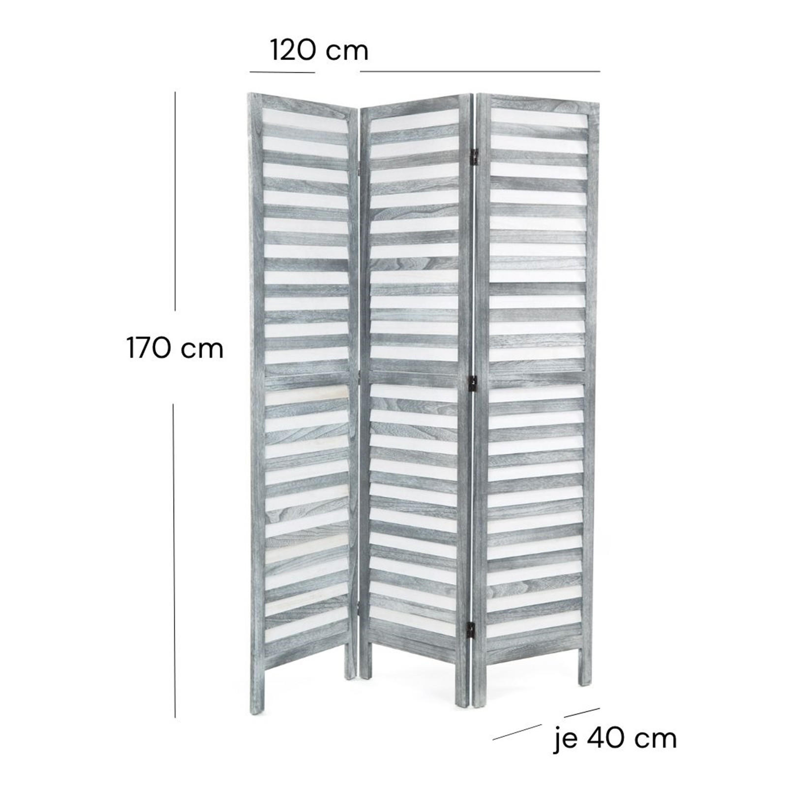 RAUMTEILER Cottage 3-tlg. Holz grau - Grau, Holz (120/170/3cm) - DESIGN DELIGHTS