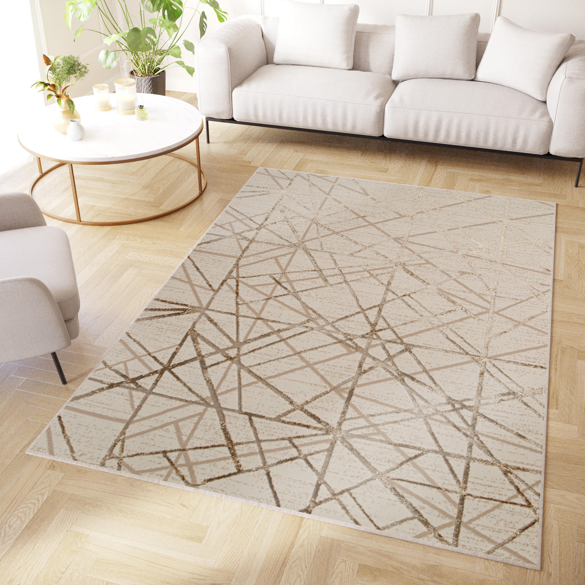 TEPPICH CRYSTAL Creme Beige 140/200 cm - Beige/Creme, Textil (140/200cm) - Tapiso