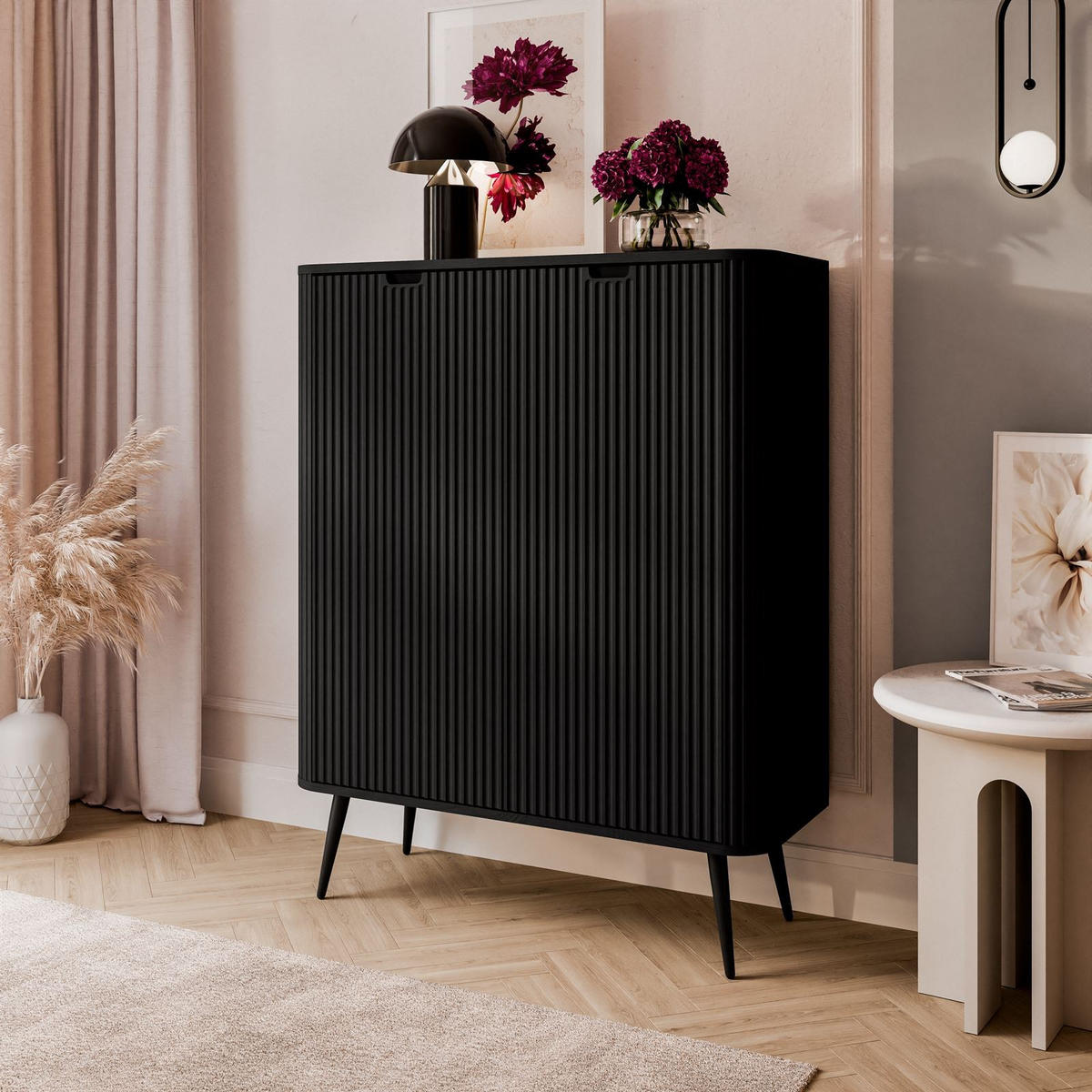 KOMMODE ZAIRA K103 zweitürig Schwarz - Schwarz, Holzwerkstoff (103/129/39cm) - Lookway