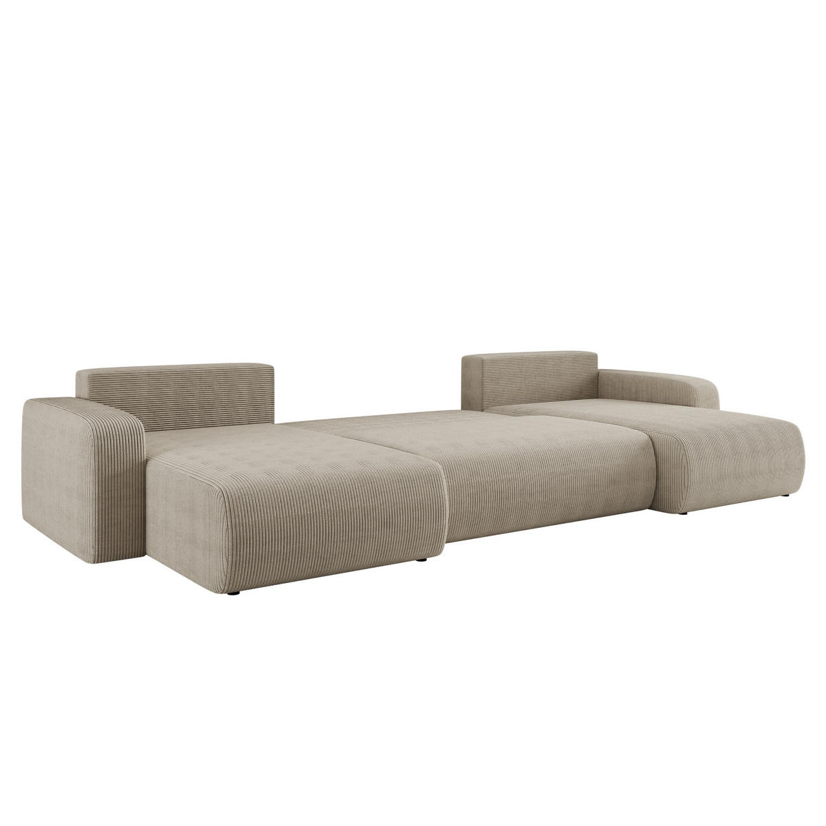 ECKSOFA U-Form Mit Schlaffunktion Und Bettkasten MILANO Dicker Cord Dunkelbeige - Cappuccino, Holz/Textil (312/145cm) - Kaiser Möbel