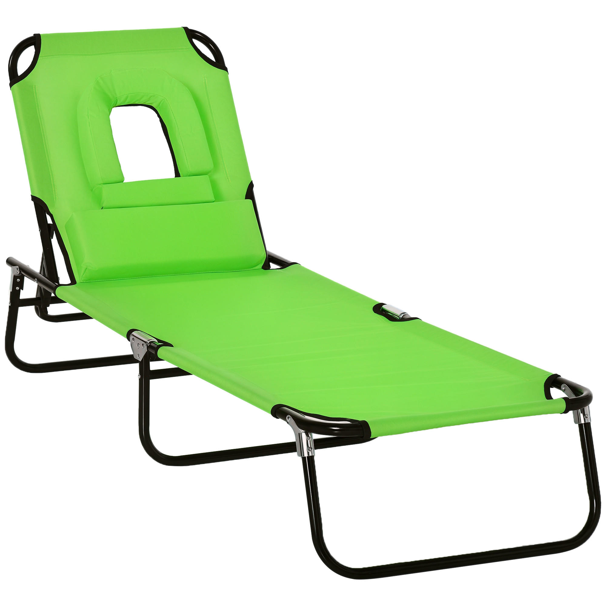 GARTENSONNENLIEGE, Einheitsmodell, Verde, 4-fach verstellbare Lehne mit Kissen, 190 x 56 x 28 cm - Grün, Metall (190/28/56cm) - Vallsero